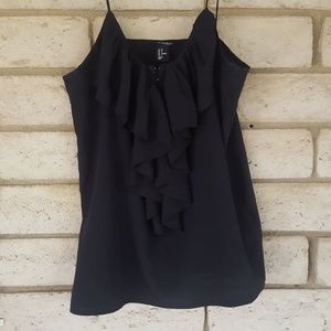 Black ruffled tank